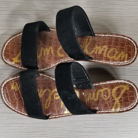 Sam Edelman Shellie Wedge Sandals, Black Suede, Womens Size 8.5 M / 38.5 - Picture 6 of 8